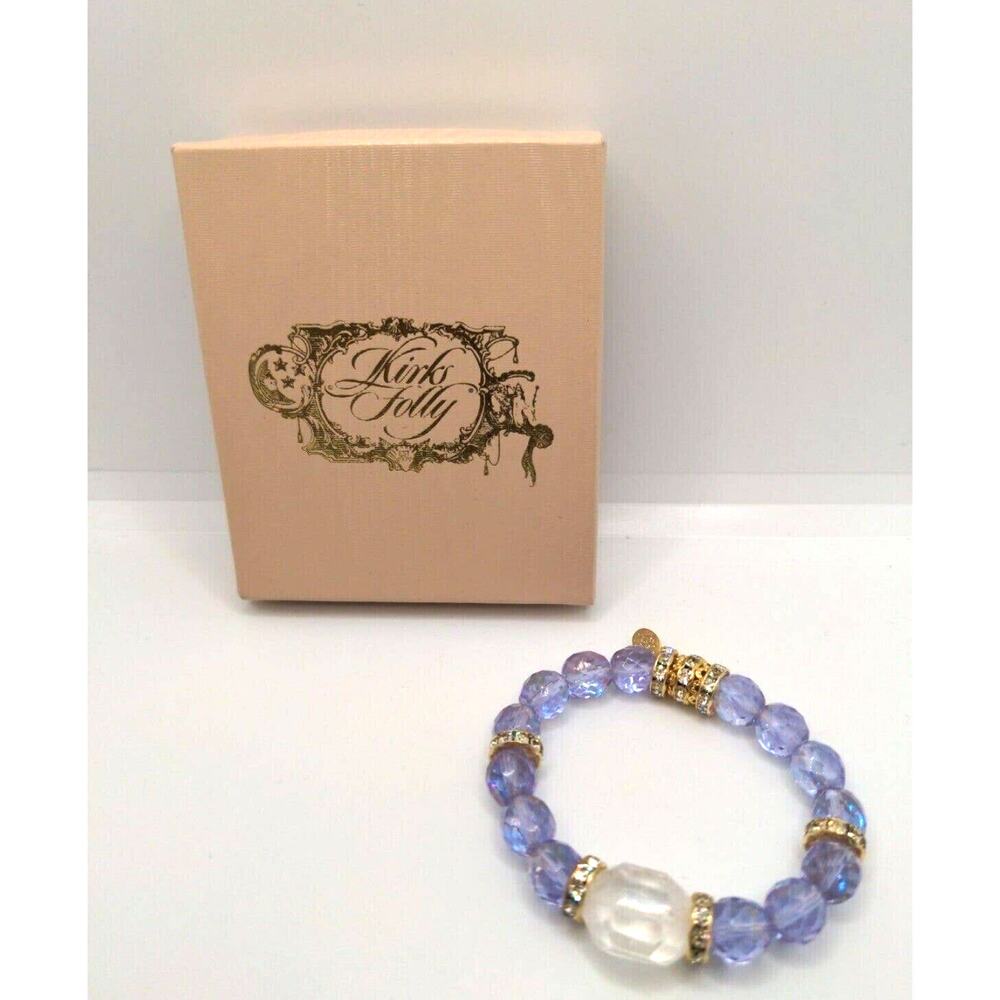 Kirks Folly Lilac Crystals With Clear Quartz & Rhinestones Bracelet~New